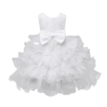 

DNDKILG Baby Toddler Girls Sleeveless Dresses Floral Sundress Bow Summer Dress White 3Y-10Y 120