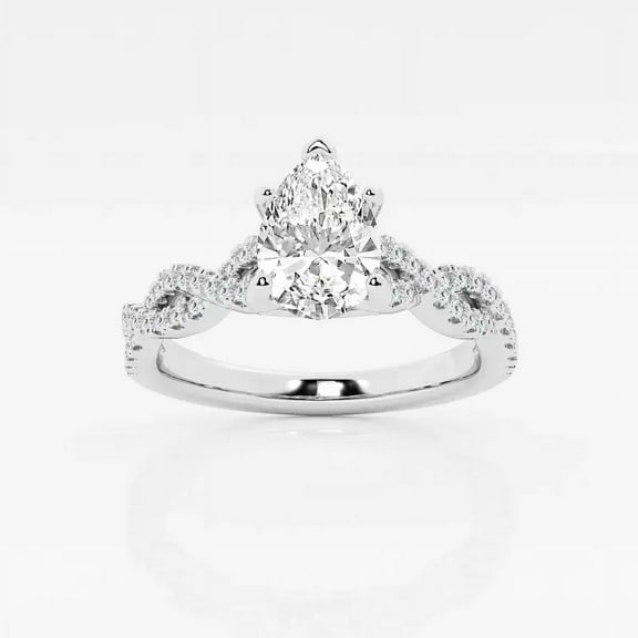 Cloud Jewel 14K White Gold Plated Rings - 2.1 Ct VVS1 Pear Cut Diamond Rings - Engagement Wedding Diamond Jewelry for Women's - Christmas Special Gift for Her - Valentine Rings - Proposal Rings