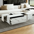 thumbnail image 4 of Harper & Bright Designs Rectangle Coffee Table with Drawers, Wood Center Table with Storage, Modern Coffee Table with Sliding Top, White, 4 of 13