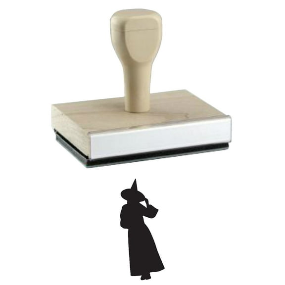 Witch Silouette Rubber Stamp, 1 X 2" Wood Stamp