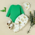 thumbnail image 4 of RMGVDSD My First St Patricks Day Baby Boy Girl Outfit Long Sleeve Letter Romper Bodysuit Onesie Cartoon Print Pants Hat 3Pcs Clothes Set Comfortable Outfits, 4 of 6