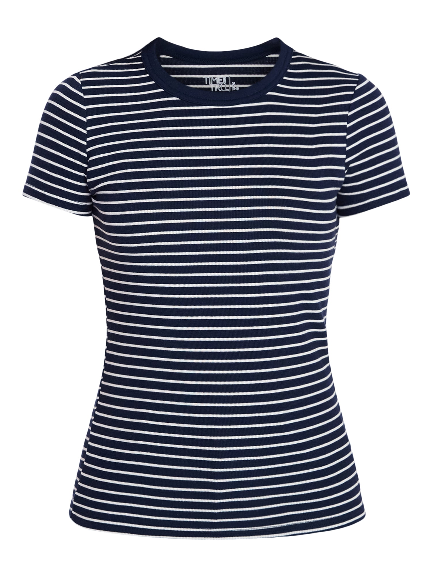Time and Tru Women's Ribbed Tee with Short Sleeves, Sizes XS-XXXL