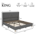 thumbnail image 2 of TROPOW Queen Bed Frame,with 50.4" Tall Wingback Headboard, Corduroy Upholstered Platform Bed Frame, Wooden Slats, No Box Spring Needed, Noise Free, Grey, 2 of 9