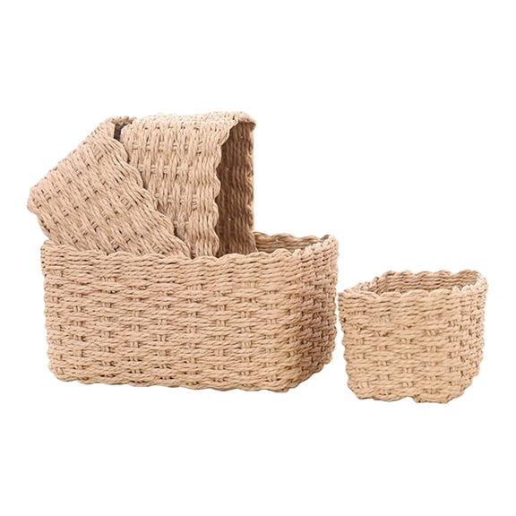 4/5Pcs Multifunctional Woven Baskets Stackable for Natural Materials Storage Space Efficient Home Decors