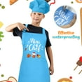 thumbnail image 2 of AOWOO 2 Pcs Kids Chef Apron and Hat Set, Adjustable Children's Cooking Apron for Baking Painting Play, Blue Role Play Costume Dress Up Toy Gift for Toddler Boy Girl, 2 of 7