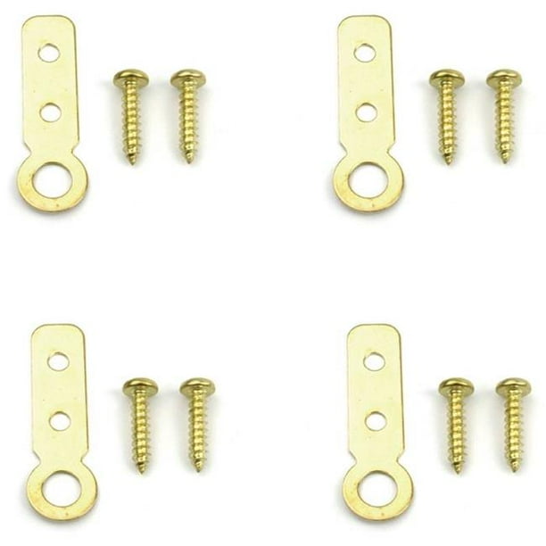 Large Flat & DRing PICture Hanger, Steel, Polished Brass