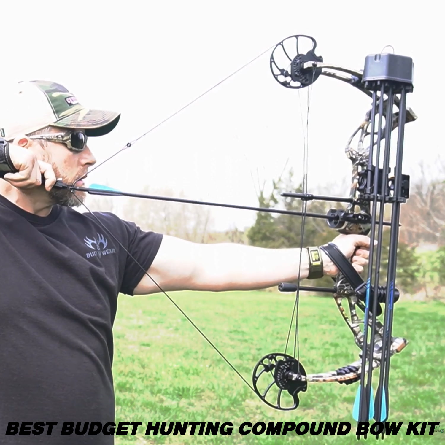 Sanlida DragonX8 RTH Adjustable Compound Bow Package, Camo, 18”-31” Draw Length, 0-70lbs Draw Weight, Up to 310FPS