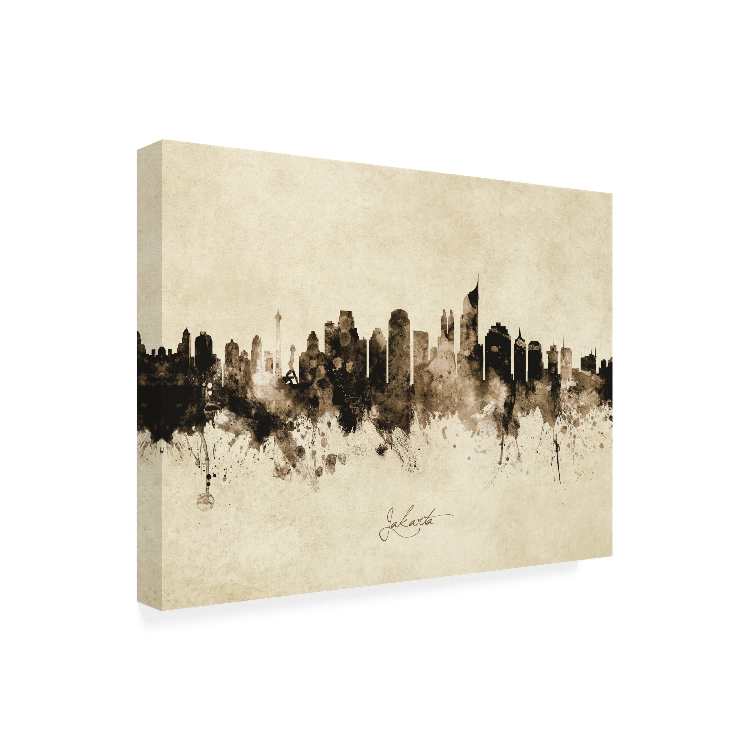 Michael Tompsett 'Jakarta Skyline Indonesia Vintage' Canvas Art