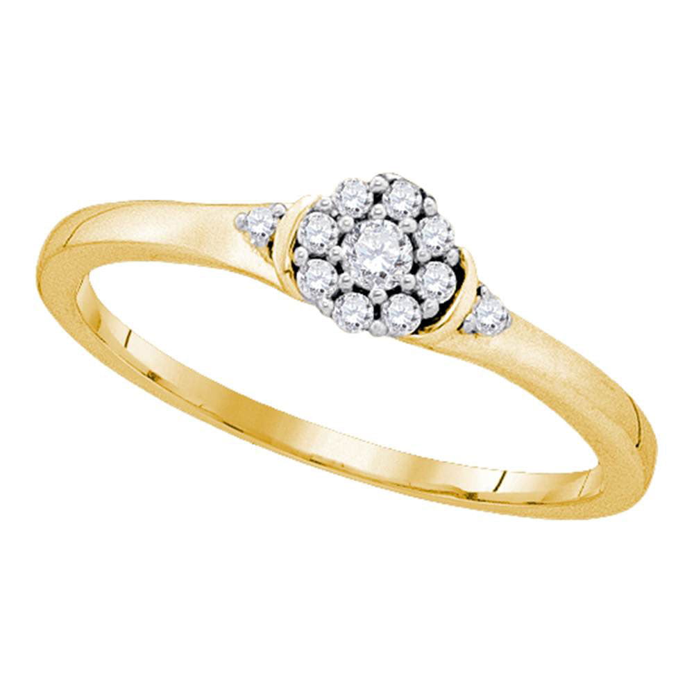 10kt Yellow Gold Womens Round Diamond Cluster Promise Bridal Ring 1/6 ...
