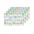 thumbnail image 4 of MKHERT Cute Flamingos Birds and Palm Leaves On Stripes Placemats Table Mats for Dining Room Kitchen Table Decoration 12x18 inch,Set of 4, 4 of 4