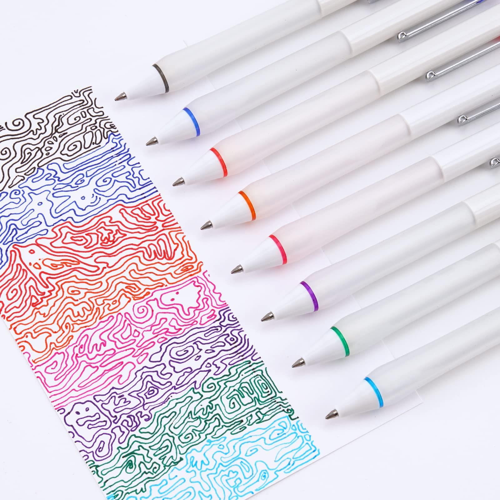 WRITECH Gel Ink Retractable Pens: Assorted Colors Ink 0.7mm Medium Point Pen Set, Smooth Writing Multi Colored No Bleed Pens Bulk for Journaling 8ct