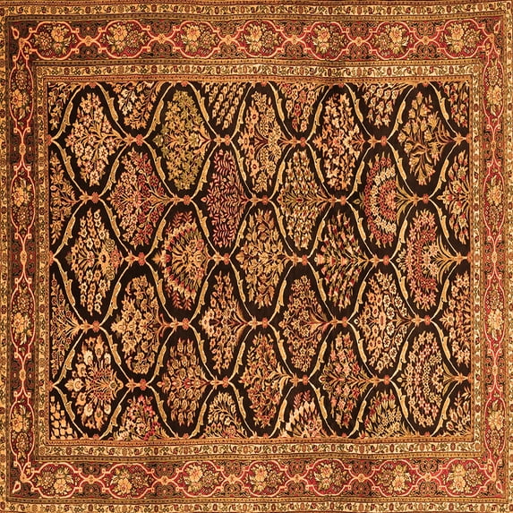 Ahgly Company Indoor Square Persian Orange Traditional Area Rugs, 5' Square