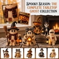 thumbnail image 2 of Wooden Monster Halloween Decorations Indoor, Handcrafted Rustic Farmhouse Tabletop Decor,Halloween Decor,Skeleton Pumpkin Ghost Scarecrow Mummy Mantel Shelf Fall Gift for Home Decor Lovers-D, 2 of 5