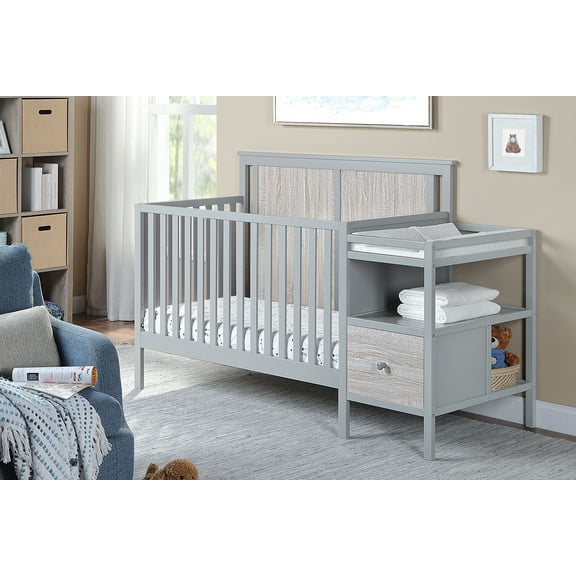Suite Bebe Connelly 4-in-1 Convertible Crib and Changer Combo, Gray