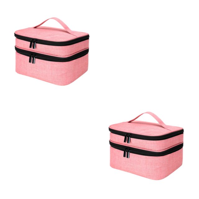 Guardoinrt Portable Nail Polish Storage Bag Sturdy And Durable Gift For Nail Lovers Polyester Nail Polish Organizer Bags pink 2Set