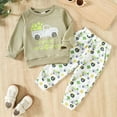 thumbnail image 2 of Gerichy Toddler Baby Boy Clothes Fall Winter Outfit, Toddler Baby Boy Girl St. Patrick's Day Outfit Four Leaf Embroidery Long Sleeve Sweatshirt Top And Pants Set, 2 of 9