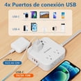 thumbnail image 3 of Glückluz Regleta Multicontacto, Conector Multiple con 3 M Plana Electrica Extensión, Protector de Sobretensión con 8 Enchufes de CA y 4 USB (2 USB C), Enchufe múltiple para el Hogar, Oficina, Cocina, 3 of 5