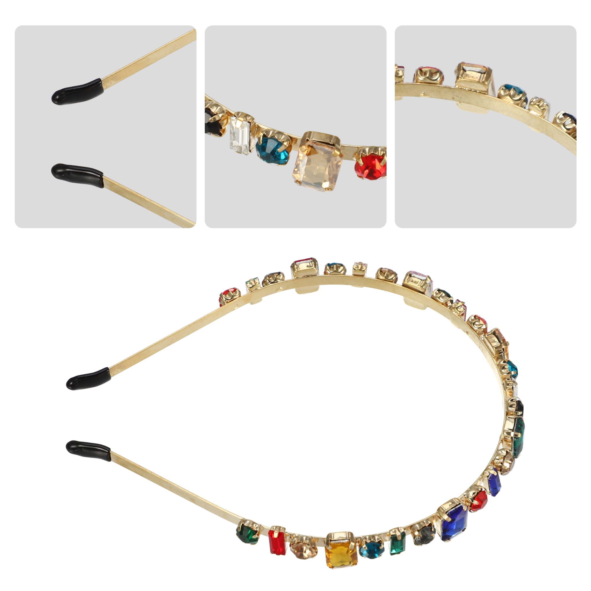 Unique Bargains Fashion Rhinestone Thin Head Bands Multicolor