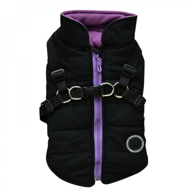 Pet Printed Cold Weather Coat Small Dog Vest Harness Puppy Winter 2 In 1 Outfit Warm Garment Jacket