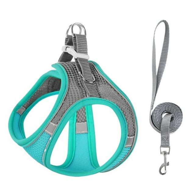 Cat Harness and Leash Set, Escape Proof Adjustable Soft Mesh Vest Jacket for Pet with Reflective Safety Strips