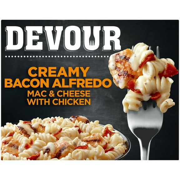 DEVOUR Creamy Bacon Alfredo Mac & Cheese with Chicken Frozen Meal, 10 oz Box
