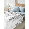 thumbnail image 4 of Full Size Flat Sheet Only, Grey Eucalyptus Soft Brushed Microfiber Bed Sheets, Weeping Botanical Leaf Watercolor Hotel Quality Breathable Bedding Top Sheet, Easy Care, 81"x96", 4 of 9