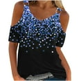 thumbnail image 1 of Mode Décontractée pour Femmes Imprimé Manches Courtes Col Rond Blouses Chemises, 1 of 4