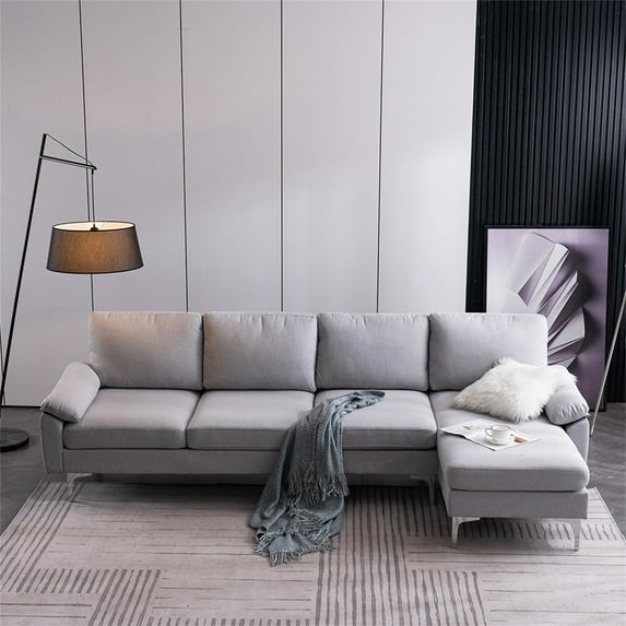 Resenkos L-Shaped Modular Sectional Sofa Couch with Reversible Chaise in Light Gray