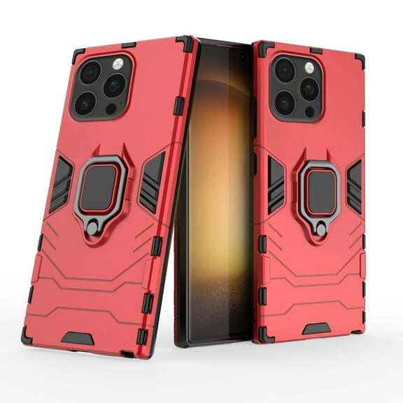 Heavy Duty Case For iPhone 16 Pro Armor Phone Case with Metal Ring Hidden Kickstand, Military Grade Shockproof Rugged Protective Cover for For iPhone 16 Pro,Red