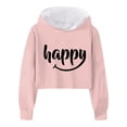 thumbnail image 4 of Girls Long Sleeve Letters Solid Color Short Hoodie Hoodie Top Clothes, 4 of 4