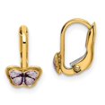 thumbnail image 1 of Quality Gold C4788 14K Yellow Gold Childrens Enamel Butterfly Hoop Earrings, 1 of 1