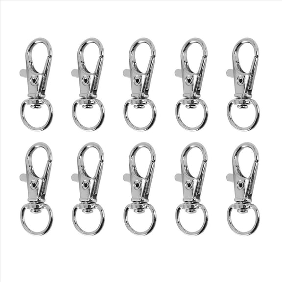 10‑Pack Metal Swivel Trigger Snap Hooks with Key Rings, Clips for Bag, DIY Craft, Silver