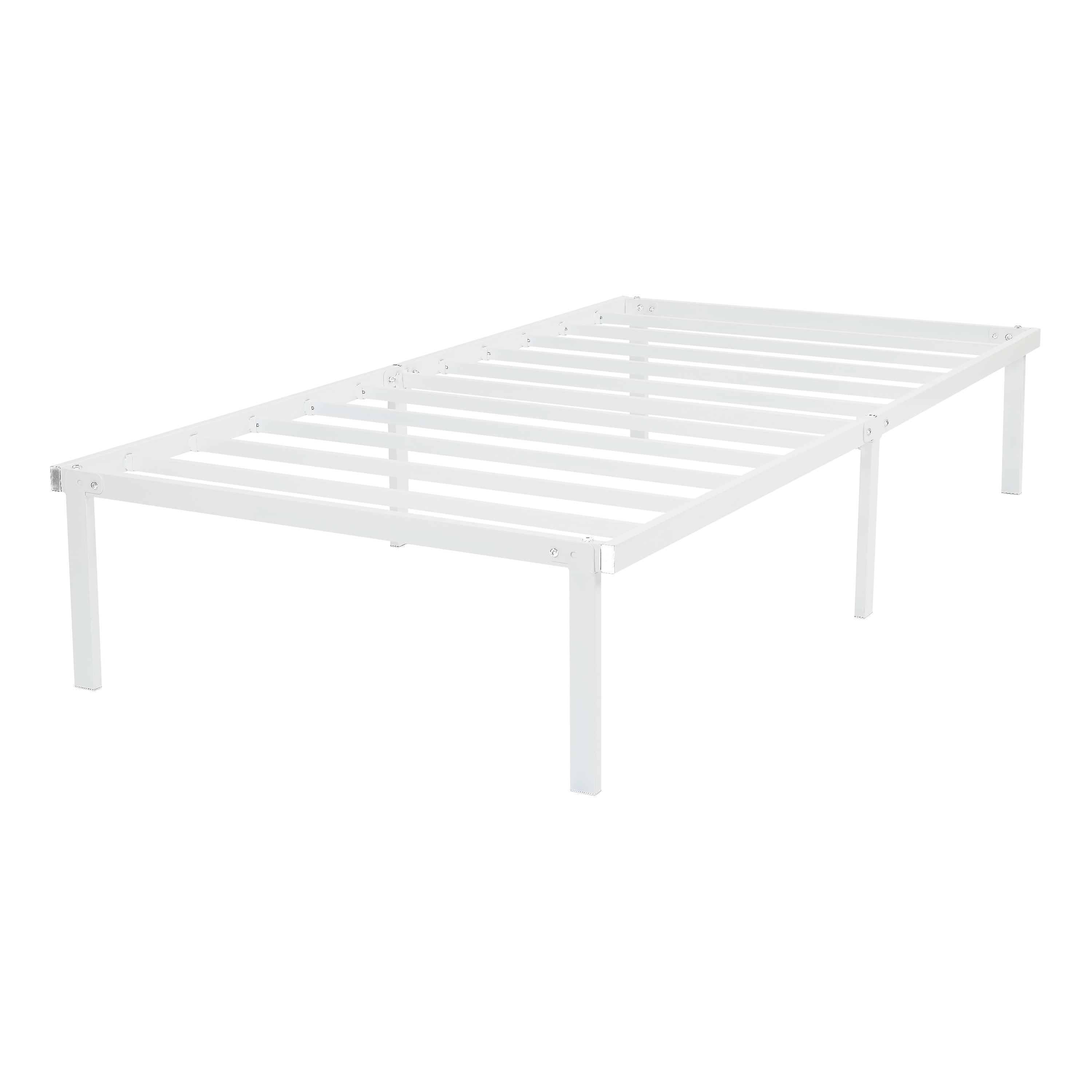 White Steel Slat Bed Frame Twin, Slat Bed Frame Full
