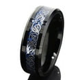 thumbnail image 2 of Wedding Rings For Men or Women. 8mm Black Tungsten Band Silver Blue Celtic, 2 of 4