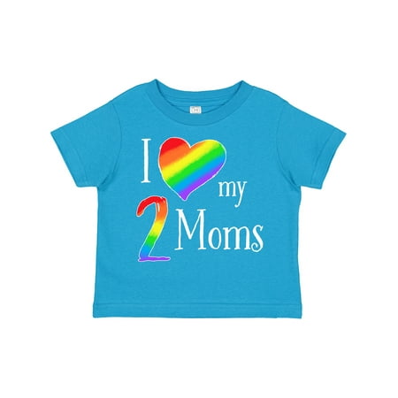 

Inktastic I Love My Two Moms- Pride Rainbow Heart Gift Toddler Boy or Toddler Girl T-Shirt