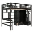 thumbnail image 4 of Loft Bed Full Size with Desk, Full Size Loft Bed with Bookshelves and 4 Steps Storage Staircase, Built-in Large Drawers and Wardrobe, Full Loft Bed for Dorm, Boys & Girls, Teens, Espresso, 4 of 9