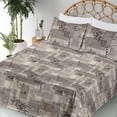 thumbnail image 3 of Ambesonne Geometric Fitted & Flat Sheet with Shams 4 Pcs Set, Floral Pattern Shapes Art, Queen, Cocoa Dark Cocoa Beige, 3 of 5