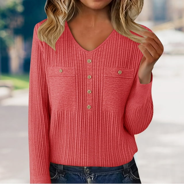 Winter Plus Size Fall Sweaters for Women Women's V Neck Cut Sweater With Buttons Soft Wool Knit Pullover Slim Fit Base Layer For Daily Wear