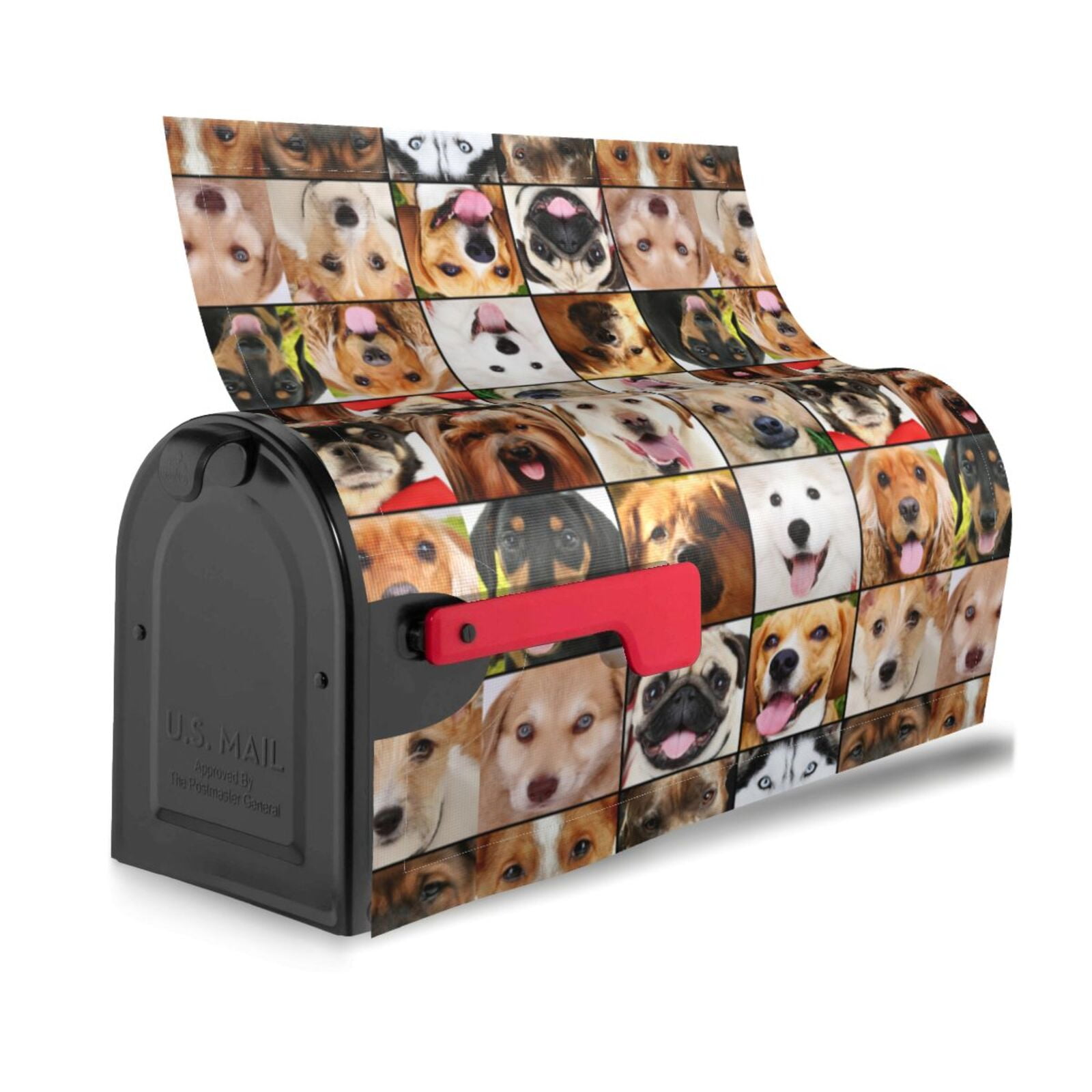 Xecao Collage of different dogs for Mailbox Cover with Magnetic Strips, Waterproof and Sunscreen, Adds a Decorative Touch to Your Garden Yard-21x18 in
