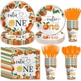 thumbnail image 2 of PYYNA-Little Cutie Orange 1st Birthday Party Supplies, Fruit Citrus Theme Little Cutie is Turning One Birthday Decorations Tableware, Disposable Paper Plate, Napkin, Cup, Cutlery, Serves 24, 2 of 3