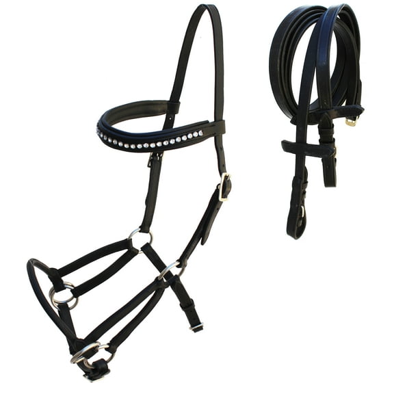 English Horse Black Leather All-Purpose Trail Bridle Reins 803AX04BK-F