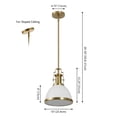 thumbnail image 5 of JONATHAN Y Homer 10" 1-Light Modern Industrial Iron LED Dome Pendant, White/Brass Gold, 5 of 10