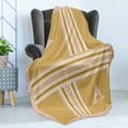 thumbnail image 3 of Letter A Soft Flannel Fleece Throw Blanket, Horizontal and Vertical Stripes with Gradient Color Zigzags Chevrons Art, Cozy Plush for Indoor and Outdoor Use, 70" x 90", Dark Yellow Eggshell, Ambesonne, 3 of 4