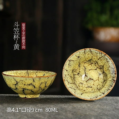 

1pc Multicolor Kiln Fambe Porcelain Tea Cup Large Kung Fu Temmoku Glaze Ceramics Japanese Master Teacup Retro Single Tea Cups