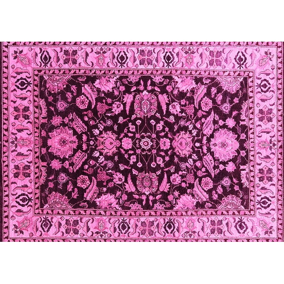 Ahgly Company Indoor Rectangle Oriental Pink Industrial Area Rugs, 4' x 6'