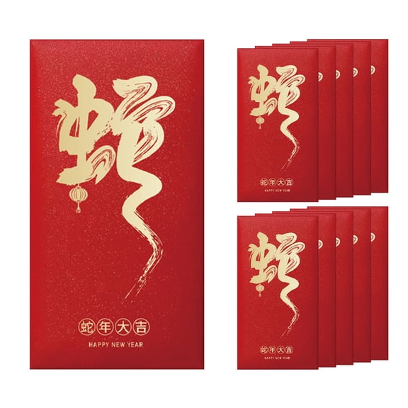 dajkiuy 10pcs Red Envelopes Chinese New Year,Red Chinese Envelopes for Money 2025 Snake Lunar New Year Money Envelopes for Cash Red Pocket Envelopes for 2025 Snake Spring Festival, 5 Designs,M