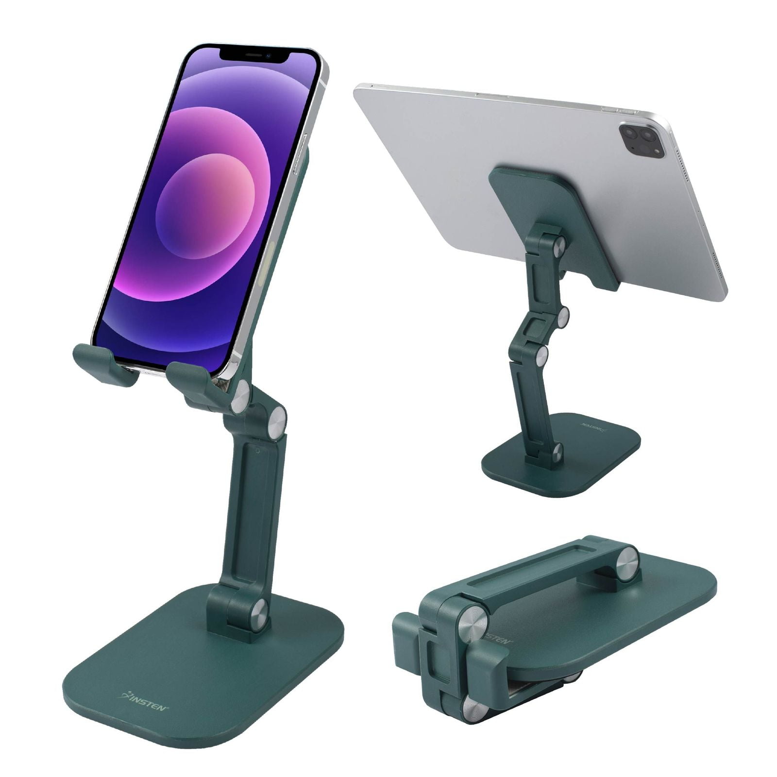 Insten Cell Phone Stand for Desk, Aluminum Foldable Holder, Height & Angle  Adjustable Ergonomic Mount For All Smartphones iPhone iPad Tablet Nintendo  
