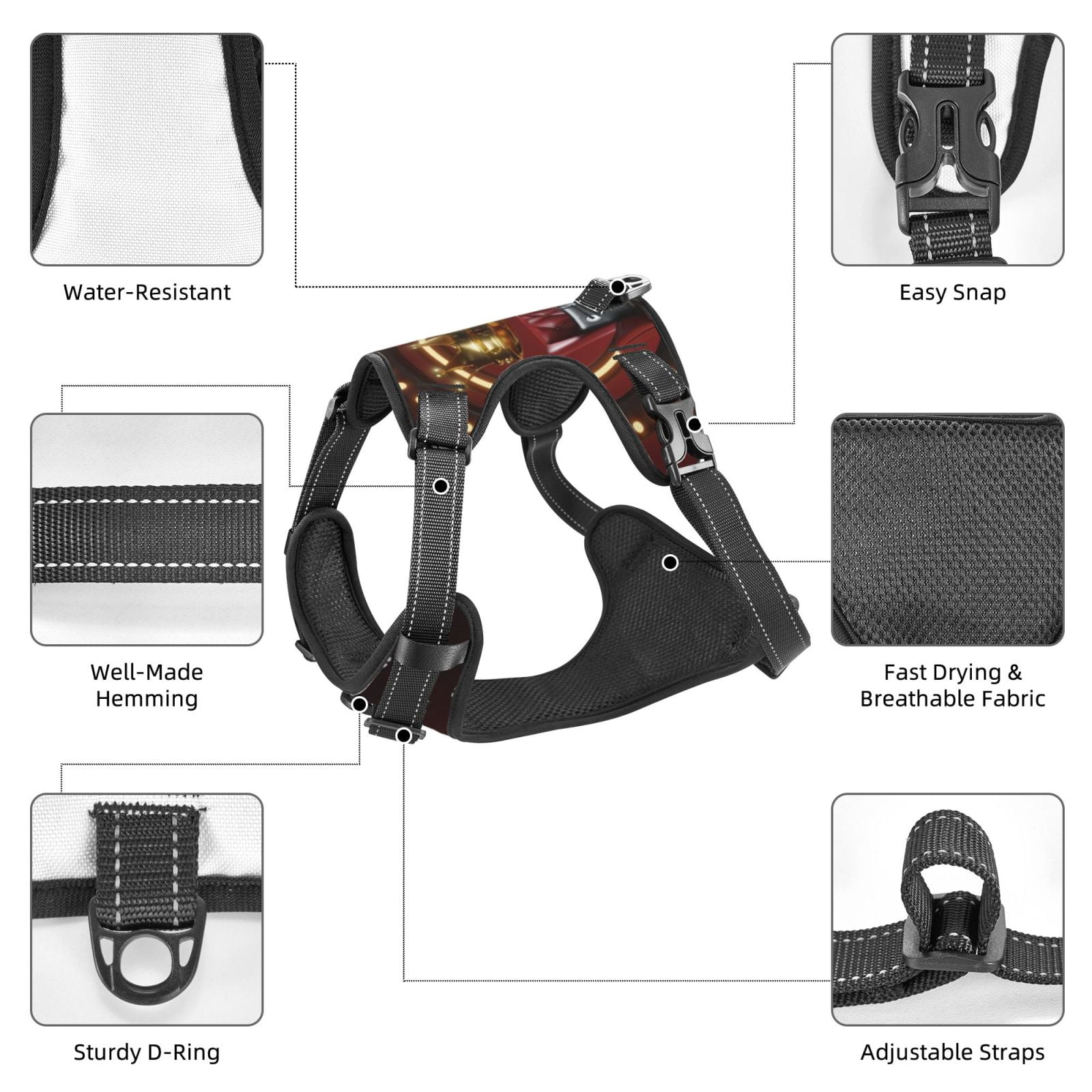 Kdxio Casino King And Playing Cards Print No Pull Dog Harness Adjustable Reflective Oxford Easy Control Medium Large Dog Harness for Training and Everyday-Small