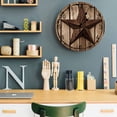 thumbnail image 7 of Wall Clock 10 Inch Vintage Western Stars Round Silent Decorative Wall Clocks Battery Operated for Living Room Bedroom Kitchen Classroom Decor, Brown Farmhouse Wood Texture,Small, 7 of 7