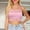 Pink, variant on SNKSDGM Female High Neck Tank Tops for Women Ribbed Women's Solid Color Lace Crop Top Xxl